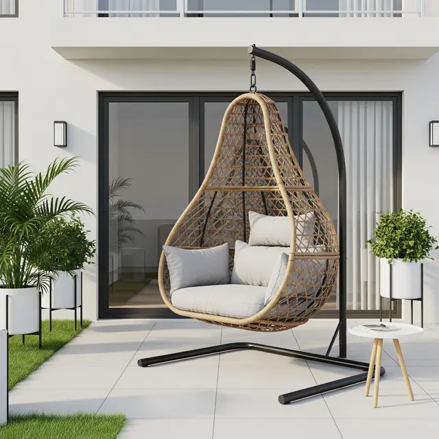 Teras Rumah Kecil dengan Ayunan Minimalis (Image by Gemini AI)