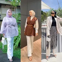 Bisa untuk kondangan, padukan organza outer dengan celana cutbray warna putih seperti Aurel Hermansyah ini. [Foto: IG/aurelie.hermansyah].