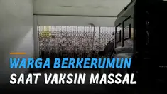 Beredar video warga berkerumun dan berdesak-desakan saat vaksin massal di Gedung Olahraga Serbaguna (GOR) Pancing, Deliserdang, Sumatera Utara.