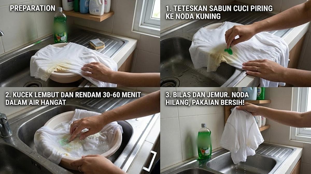 7 Trik Membersihkan Noda Kuning pada Pakaian, Bisa Pakai Bahan di Rumah