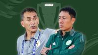 Duel Antarpelatih&nbsp;Timnas Indonesia U-23 vs Macau -&nbsp;Gerald Vanenburg vs Kwok Kar Lok Kenneth. (Bola.com/Gregah Nurikhsani)