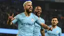 Sergio Aguero. Striker Argentina yang kini berusia 34 tahun dan memutuskan pensiun dini akibat masalah kesehatan pada Desember 2021 bersama Barcelona ini total 10 musim berlaga di Liga Inggris mulai 2011/2012 hingga 2020/2021 hanya bersama Manchester City. Ia tampil dalam 9 laga pembuka Liga Inggris dengan mencetak 7 gol. Satu-satunya laga pembuka yang dilewatkan adalah di musim terakhirnya pada 2020/2021 saat ia terpapar COVID-19. (AFP/Oli Scarff)