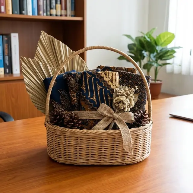 Ilustrasi Hampers Kain Batik/Gemini AI