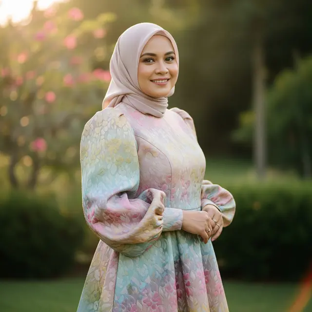 Ide Model Gamis Brokat Islami Lengan Balon untuk Pesta