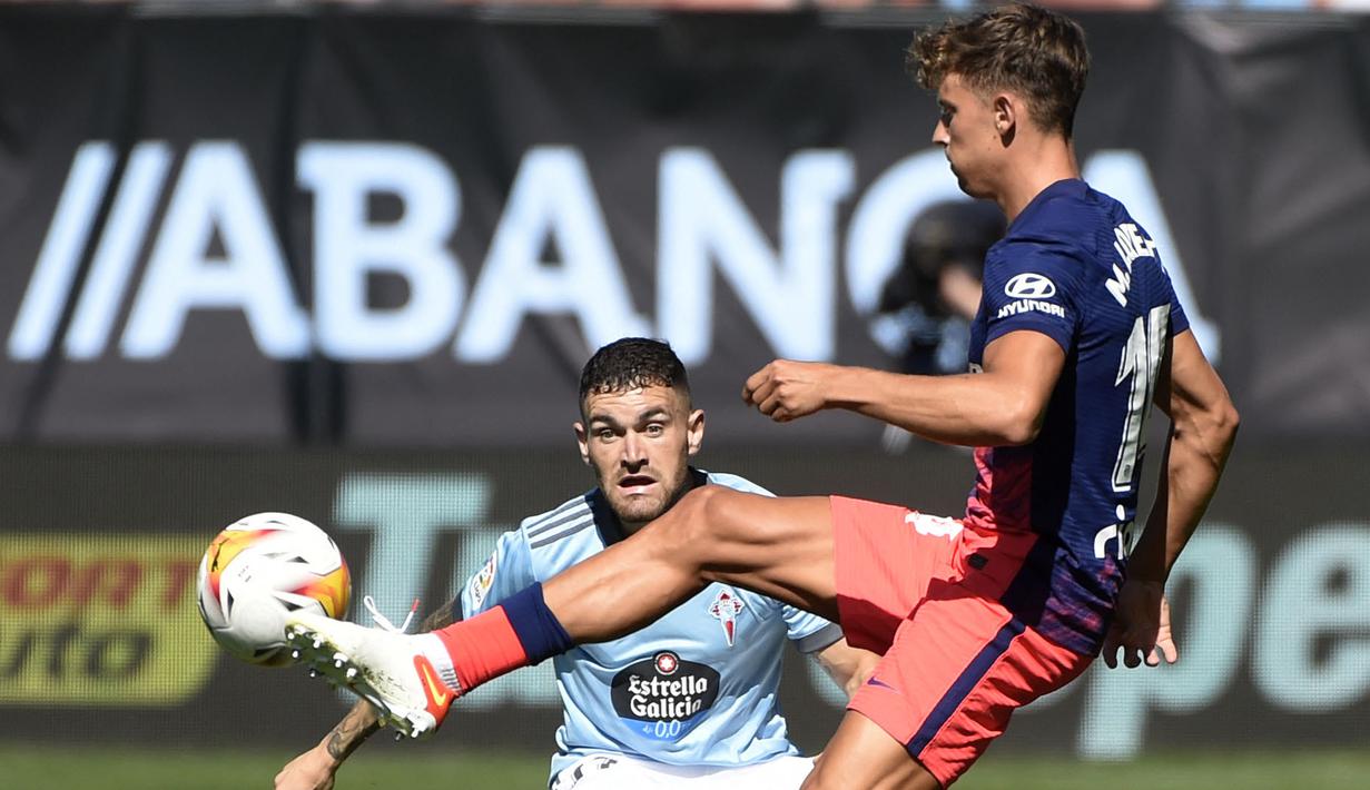 Atletico Madrid membuka keunggulan mereka di Estadio Abanca-Balaídos di Kota Vigo lewat gol penyerang Angel Correa pada menit ke-23, memanfaatkan assist Thomas Lemar. (Foto: AFP/Miguel Riopa)