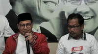 Ketua Umum PKB Muhaimin Iskandar memberikan keterangan usai Deklarasi Relawan JOIN di Jakarta, Selasa (10/4). Deklarasi ini untuk mendorong sekaligus mendukung pasangan Joko Widodo-Muhaimin Iskandar dalam Pilpres 2019. (Merdeka.com/Iqbal S Nugroho)