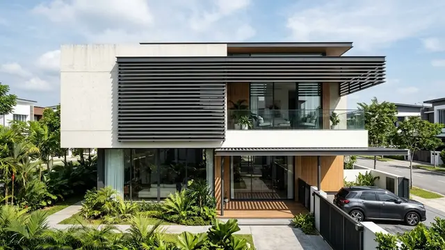 Ilustrasi Sun Shading dengan Kisi-Kisi Horizontal (Horizontal Louvers)