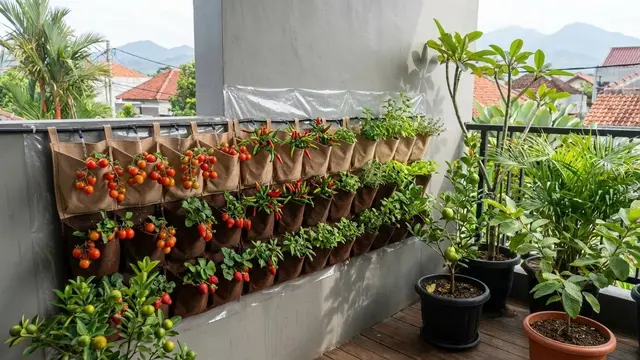 Kebun Buah Vertikal di Teras