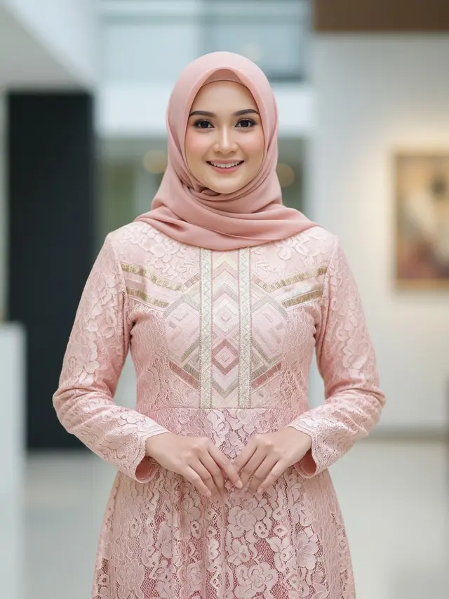 Model Gamis Brokat Etnik Warna Pastel (Gemini AI)