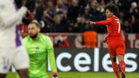 Selebrasi Serge Gnabry saat mencetak gol ketika Munchen melawan PSG di Liga Champions (AFP)
