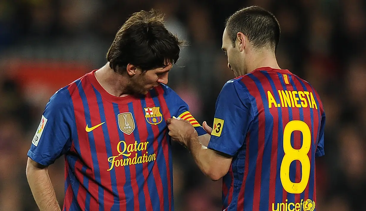 2. Andres Iniesta (489 laga) - Gelandang andal yang pernah dimiliki Barcelona ini memiliki merupakan salah satu pemain yang dekat dengan Lionel Messi selama di Barcelona. Iniesta telah memainkan 489 laga bersama Messi di Barcelona. (AFP/Lluis Gene)