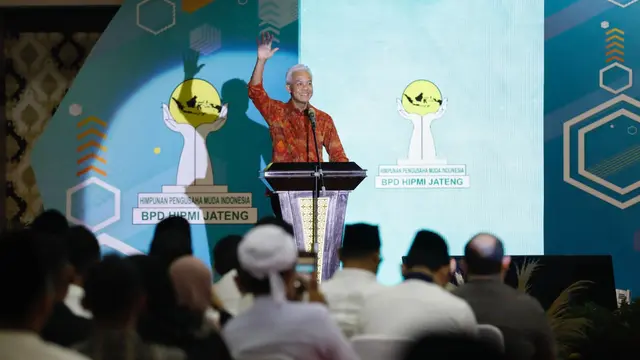 Gubernur Jawa Tengah Ganjar Pranowo, menghadiri halal bi halal bersama Himpunan Pengusaha Muda (HIPMI) Jawa Tengah. (Istimewa)