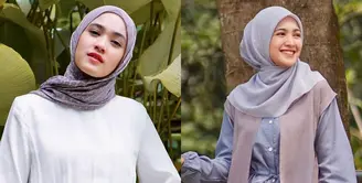 Padanan blazer, kemeja, kulot, dan hijab segi empat warna biru cerah beri kesan elegan. [Foto: IG/cutsyifaa].