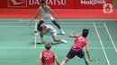 Pertandingan final Daihatsu Indonesia Masters 2025 yang mempertemukan Fajar Alfian/Muhammad Rian Ardianto melawan Man Wei Chong/Kai Wun Tee hanya berlangsung 38 menit. (Liputan6.com/Herman Zakharia)