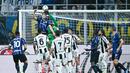 Hasil imbang ini membuat posisi keduanya hanya terpaut satu tingkat di klasemen. Inter di urutan kedua dengan 18 poin. Juventus tepat di bawahnya dengan hanya berselisih satu poin. (AFP/Gabriel Bouys)