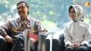 Andi Malarangeng sesekali terlihat tertawa saat berbincang dengan Airin (Liputan6.com/ Abdul Aziz Prastowo)