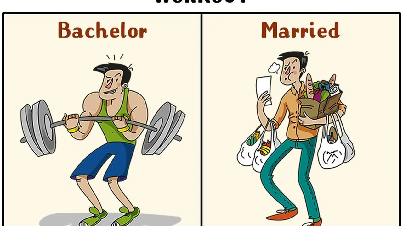 Pria lajang dan pria menikah memiliki kehidupan yang berbeda. Ilustrasi ini mengungkapkannya dengan cara lucu.