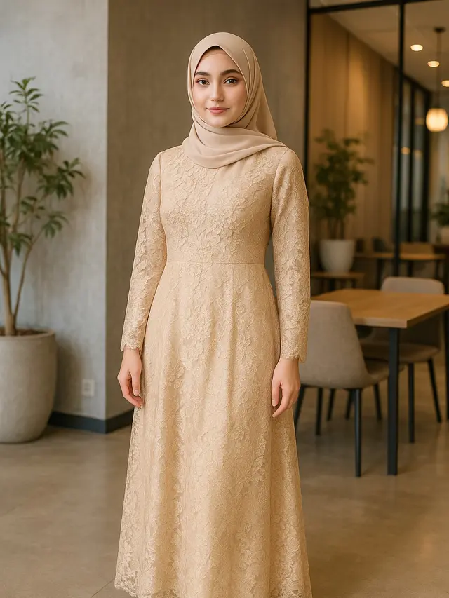 Model Baju Pesta Muslimah dengan Detail Bordir