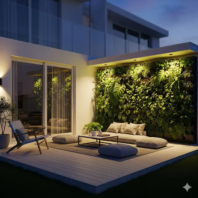 Teras Lesehan dengan Vertical Garden