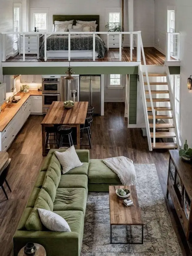 Tata Interior Rumah dengan Mezzanine yang Terlihat Indah Meski Memiliki Ruang Sempit (Foto: Facebook Tinyhousebest)