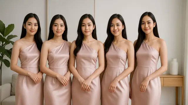7 Model Baju Bridesmaid Satin Polos, Tampilan Modis dan Kekinian (sumber: AI)