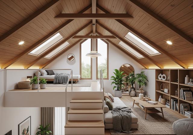 Split Level untuk Memaksimalkan Ruang Atap sebagai Loteng Kreatif/Desain Rumah Mungil Tapi Pakai Konsep Split Level Biar Lega (Sumber: gemini.com)