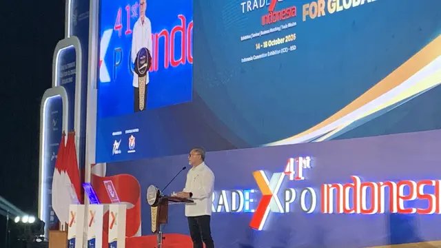 Menteri Koordinator Bidang Pangan, Zulkifli Hasan dalam acara Trade Expo Indonesia (TEI) ke-41 di BSD, Tangerang, Rabu (14/10/2026).