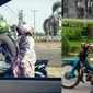 Kumpulan Potret Cara Nyeleneh Ibu-Ibu Memasang Helm Sepeda Motor (ist)