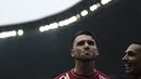 Striker Persija Jakarta, Marko Simic, merayakan gol yang dicetaknya ke gawang Barito Putera pada laga Liga 1 di Stadion Patriot, Jawa Barat, Selasa (30/10). Persija menang 3-0 atas Barito. (Bola.com/Vitalis Yogi Trisna)
