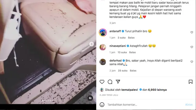 Jaz Hayat dan Nesa Aqila Alami Musibah, Mobilnya Dibobol Maling dengan Modus Pecah Kaca