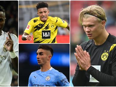 Pemain-pemain muda terbaik se-Eropa akan bersaing dalam penghargaan Golden Boy 2020. Erling Haaland, Jadon Sancho, Ansu Fati dan Alphonso Davies masuk daftar calon peraih Golden Boy 2020. Berikut 20 kandidat Golden Boy 2020 bagian 2. (kolase foto AFP)