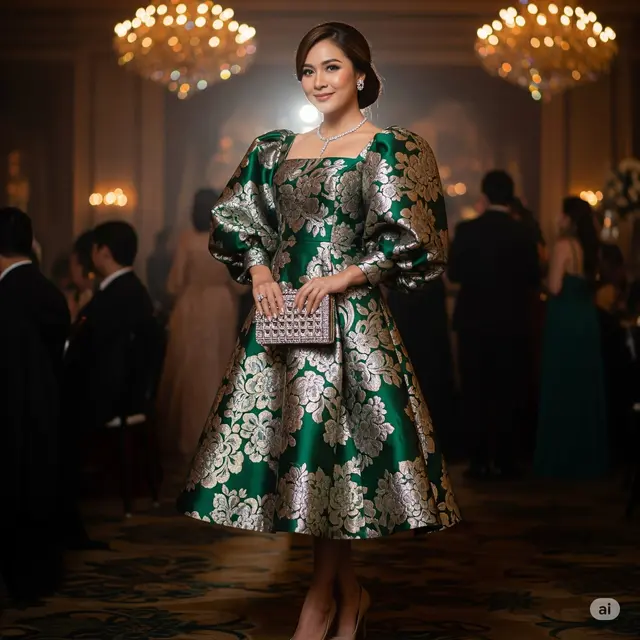 Balloon Sleeves dengan Clutch Kristal