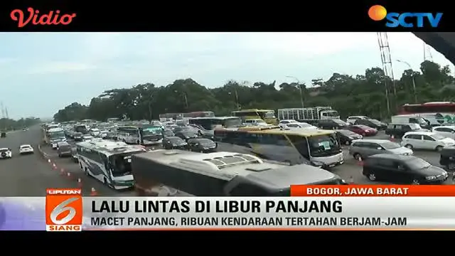 Macet panjang, ribuan kendaraan dari arah Jakarta dan sekitarnya tertahan berjam-jam di ruas Tol Jagorawi.