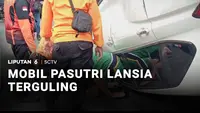 Diduga Mengantuk, Mobil yang Dikemudikan Pasutri Lansia Terguling