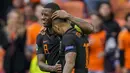 Giorginio Wijnaldum menyumbangkan dua gol pada pertandingan tersebut. Memphis Depay juga bermain cemerlang. Bukan hanya mencetak gol pembuka, dia juga mencatatkan satu assist. (Foto: AP/Pool/Peter Dejong)