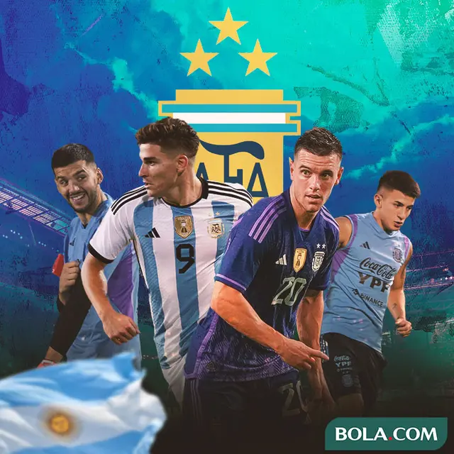 Timnas Argentina - Geronimo Rulli, Thiago Almada, Julian Alvarez, Lo Celso