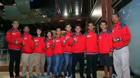 Tim Indonesia berfoto bersama sebelum bertolak mengikuti Kejuaraan MTB Asia di China, 13-14 Mei. (PB ISSI)