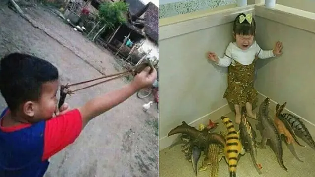 9 Aksi Konyol Anak-anak ini Bikin Kangen Masa Kecil