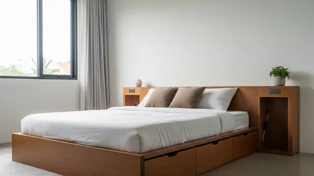 Headboard Tempat Tidur dengan Laci Internal