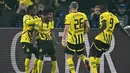 Tiga gol Karim Adeyemi pada menit ke-11, 29 dan 42 mempertebal keunggulan Borussia Dortmund. (INA FASSBENDER/AFP)