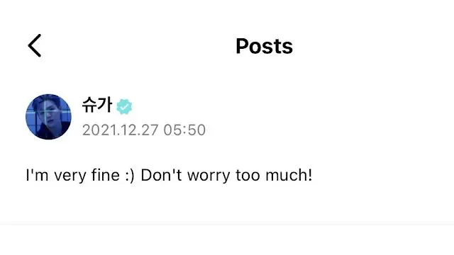 Komentar Suga di Weverse.