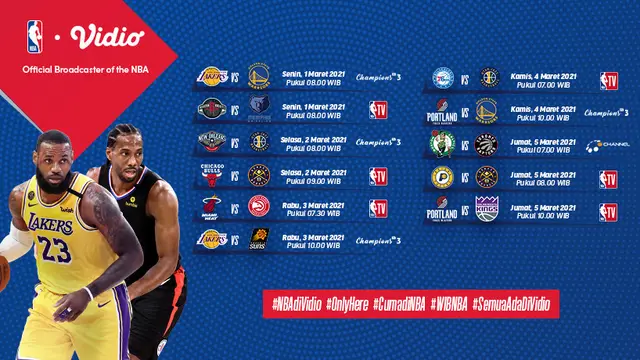 Jadwal NBA di Vidio