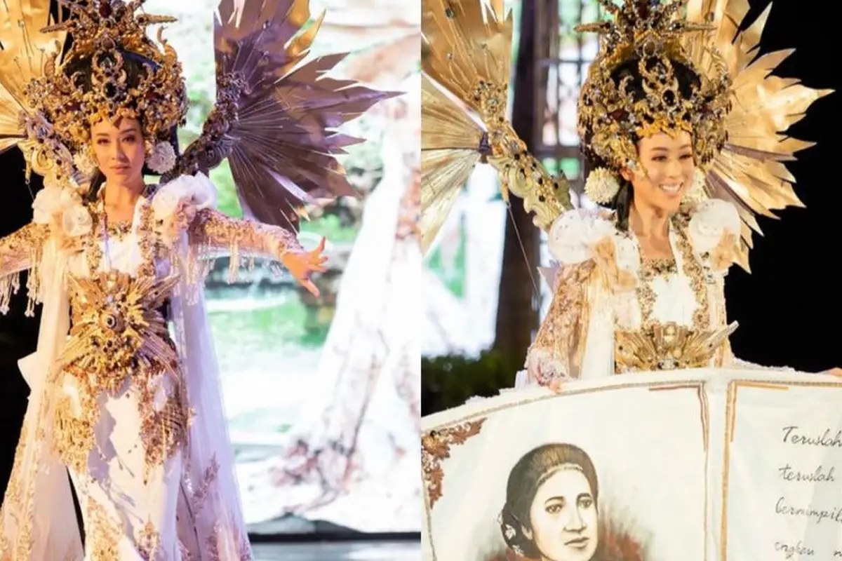 8 Potret Tampilan Memukau Olivia Aten Berbalut Kostum Nasional R.A Kartini di Miss Global 2022