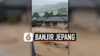 Sebagian wilayah Jepang dilanda banjir imbas dari hujan lebat yang mengguyur Jepang. Banjir menenggelamkan sejumlah kendaraan dan jembatan. Rumah dua lantai nyaris ikut tenggelam.