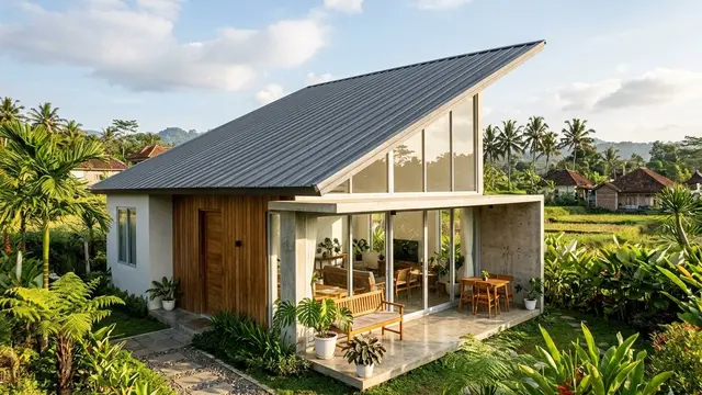 Model Rumah Minimalis dengan Atap Miring Minimalis Kekinian