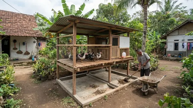 Model kandang entok yang mudah dibersihkan yang anti bau dan tidak ganggu tetangga model kandang panggung dengan kolong penampung