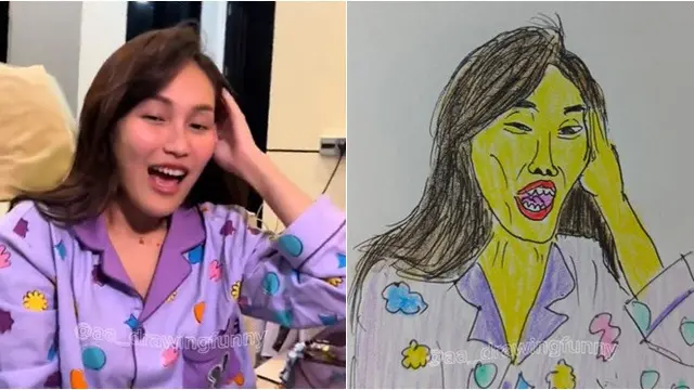 6 Potret Ayu Ting Ting dan Bilqis Digambar AA Drawing, Hasilnya Kocak