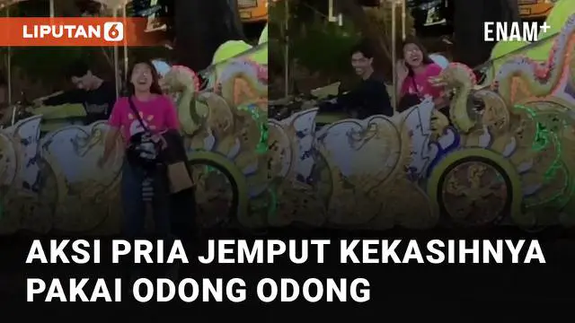 VIDEO: Dijemput Pakai Odong-Odong, Aksi Pria Jemput Kekasihnya Beda dari yang Lain