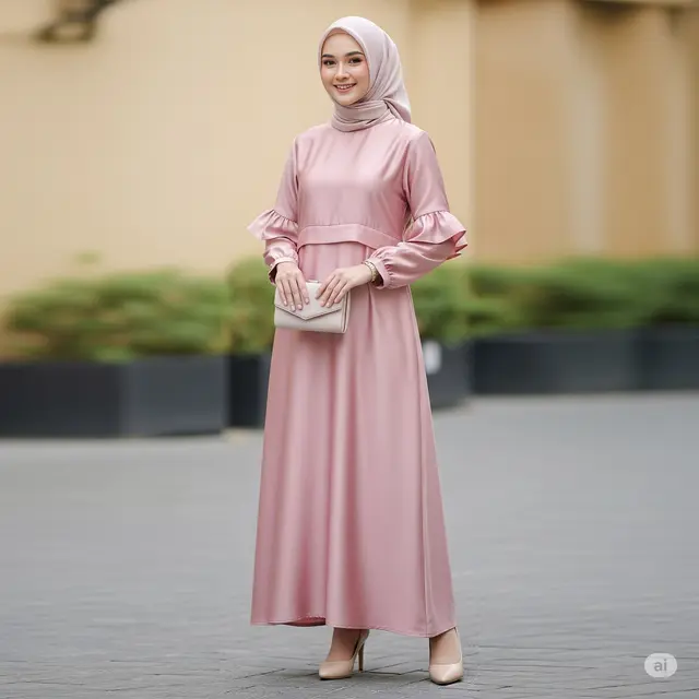 Dress Satin Ruffle Sederhana
