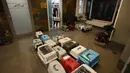 Dokter dan relawan merawat anjing dan kucing yang tiba dari Ukraina di Przemysl, Polandia, Selasa (8/3/2022). Begitu tiba di Polandia, hewan-hewan itu akan dikarantina karena banyak yang perlu divaksinasi, didaftarkan, dan beberapa dirawat karena luka dan dehidrasi. (AP Photo/Czarek Sokolowski)